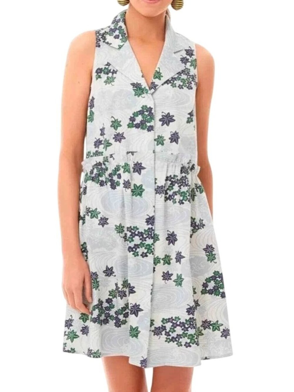 Tuckernuck Royal Provence Breeze Floral Sleeveless Shirt Mini Dress Blue S